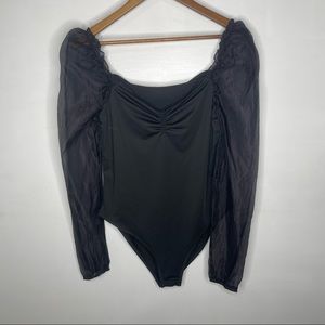 🍋Sheer long sleeve black bodysuit🍋